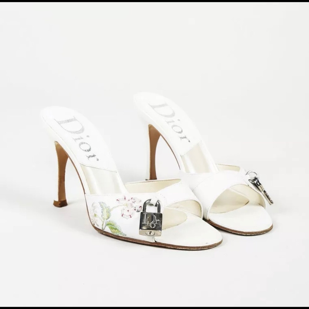 Christian Dior Floral Leather Slides SZ 35.5